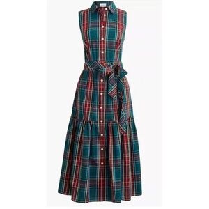 New w Tag: J Crew Sleeveless Tartan Shirt Dress. Midi. Size 12